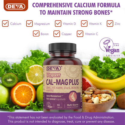 DEVA Vegan Calcium Magnesium Plus Zinc – 90 Tablets