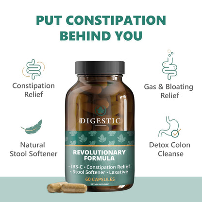 Digestic - Natural Laxative for Constipation Relief & Digestive Comfort | 180 Capsules