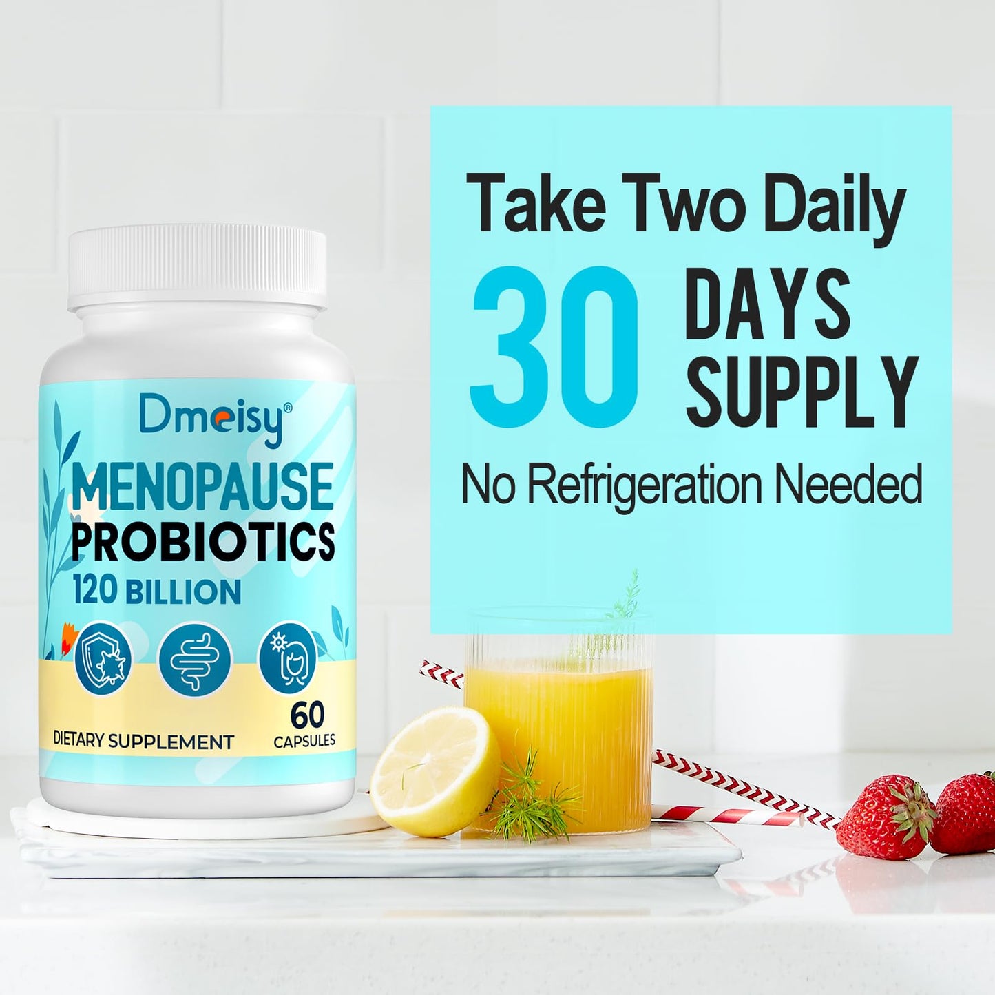 Dmeisy Menopause Probiotic 120B CFU - 13-in-1 Herbal Complex, 60 Capsules