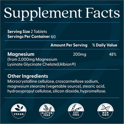 Doctor’s Best High Absorption Magnesium Glycinate Lysinate – 200 mg, 120 Tablets | Sleep & Muscle Relaxation