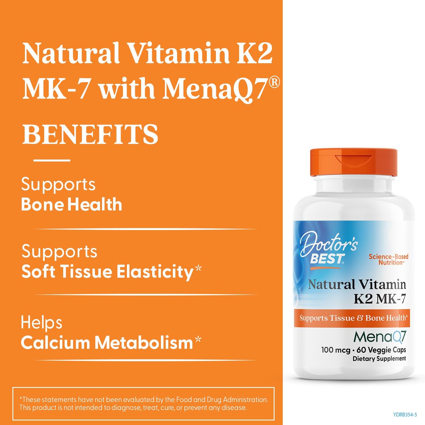 Doctor's Best Vitamin K2 MK-7 with MenaQ7 - 100 mcg, 60 Veggie Capsules