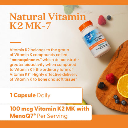 Doctor's Best Vitamin K2 MK-7 with MenaQ7 - 100 mcg, 60 Veggie Capsules