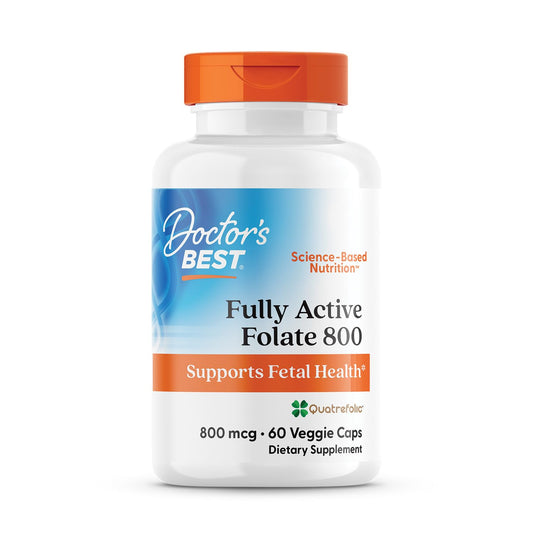 Doctors Best Fully Active Folate 800 with Quatrefolic – غير معدل وراثيًا، خالٍ من الجلوتين، نباتي