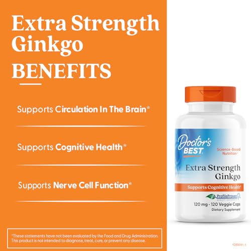 Doctor's Best Extra Strength Ginkgo 120 mg - 120 Count | Non-GMO, Gluten Free, Vegan, Soy Free