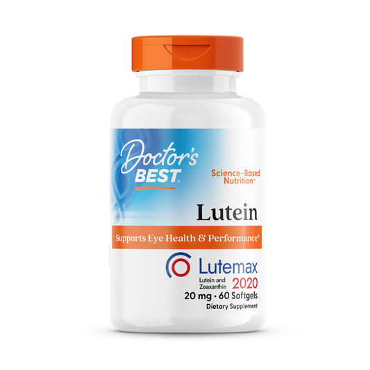 Doctors Best Lutein with Lutemax 20 mg - يدعم صحة العين وأدائها، غير معدل وراثيًا، خالٍ من الغلوتين | 60 كبسولة هلامية