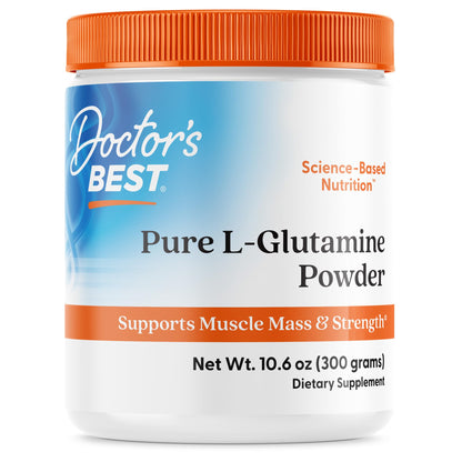 Doctors Best Pure L-Glutamine Powder – Supports Muscle Mass & Strength | Non-GMO, Gluten Free, Soy Free, Vegan (10.6 oz / 300 g)