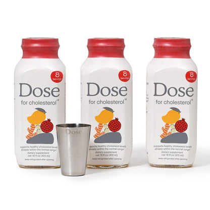 DOSE for Cholesterol – 3-Pack, 16oz Glass Bottles, Sugar-Free, Gluten-Free, Vegan