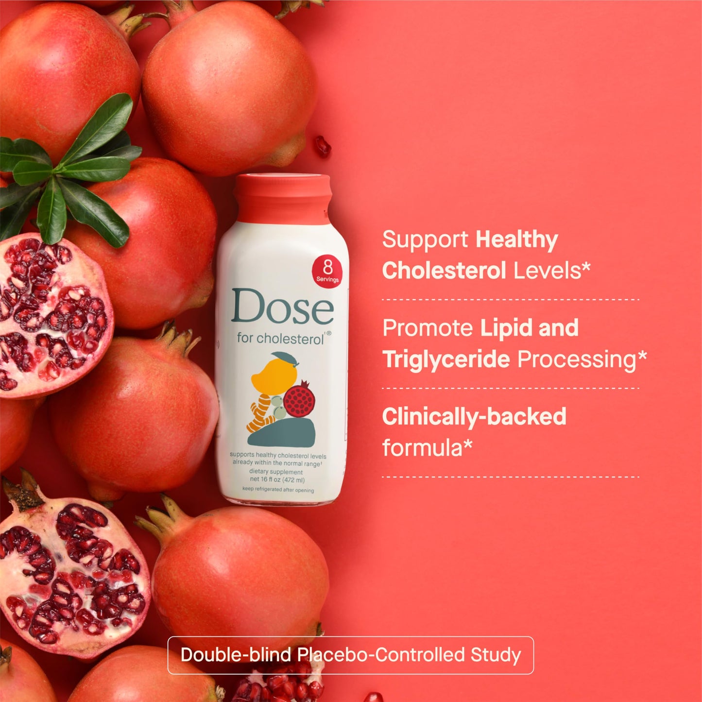 DOSE for Cholesterol – 3-Pack, 16oz Glass Bottles, Sugar-Free, Gluten-Free, Vegan