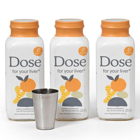 Dose for Your Liver Cleanse Detox & Repair – Organic Milk Thistle Turmeric Blend, 16oz Bottle, 3 Pack