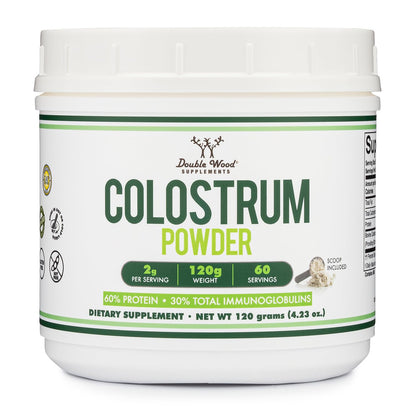 Double Wood Colostrum Powder - Immune & Gut Health Support (120g, 60-Day Supply)