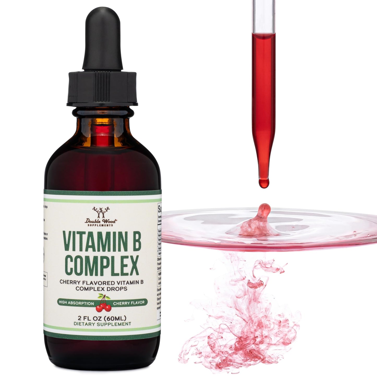 Double Wood Liquid Vitamin B Complex – 2 Month Supply | Max Absorption | Cherry