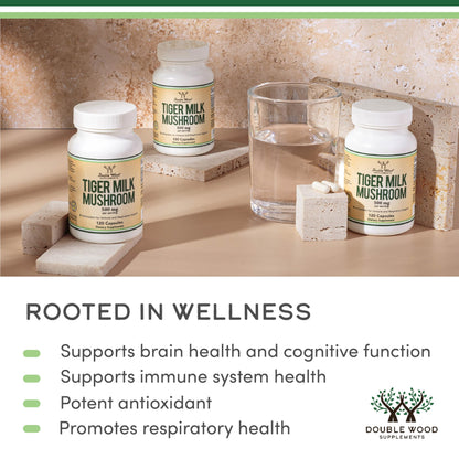 Double Wood Tigers Milk Mushroom 500mg – 120 Capsules | Respiratory & Lung Health