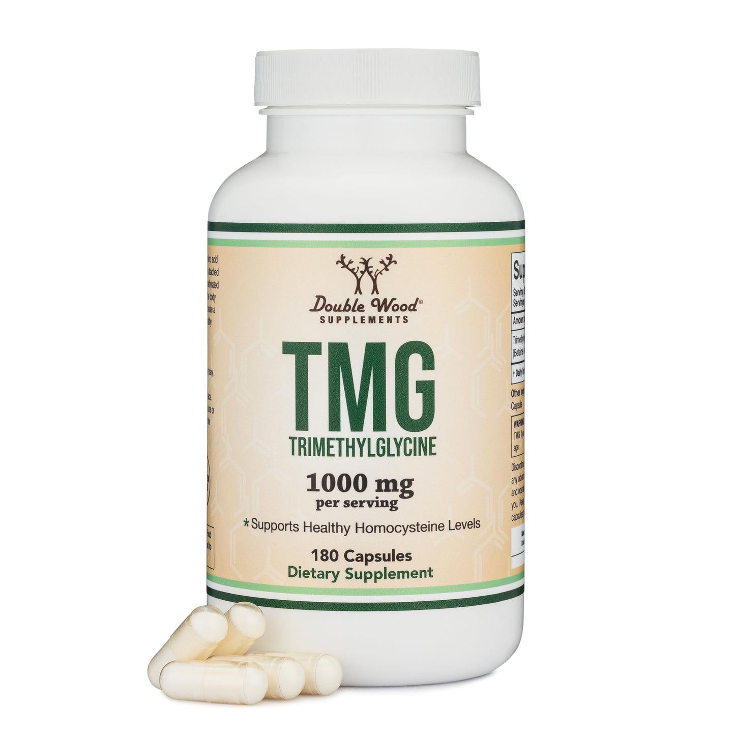 Double Wood TMG Trimethylglycine 1,000mg – 180 Capsules | Homocysteine Support