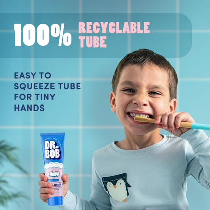 Dr. Bob Unflavored Fluoride Toothpaste for Kids - SLS-Free, Xylitol, Dentist-Recommended