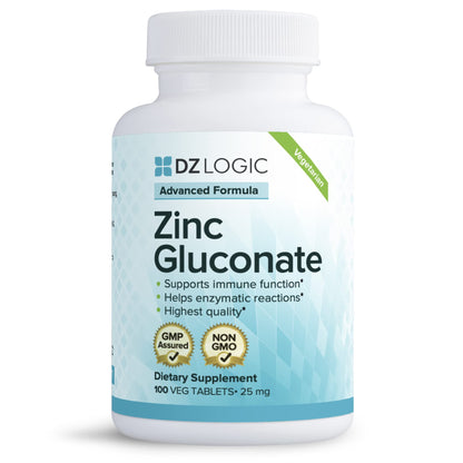 Dr. Dzugan's Advanced Zinc Gluconate Formula – 100 Tablets 25mg | Non-GMO, GMP Certified, Gluten Free, Vegetarian | Immune Function