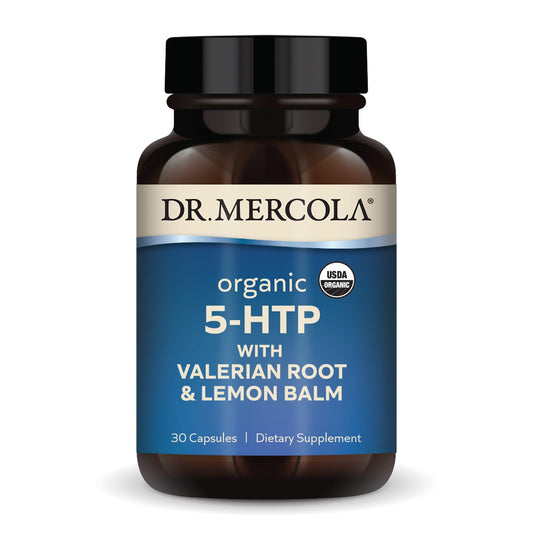 دكتور ميركولا 5-HTP عضوي مع مستخلص جذور حشيشة الهر وبلسم الليمون – لدعم النوم، 30 حصة، غير معدل وراثيًا، عضوي من وزارة الزراعة الأمريكية