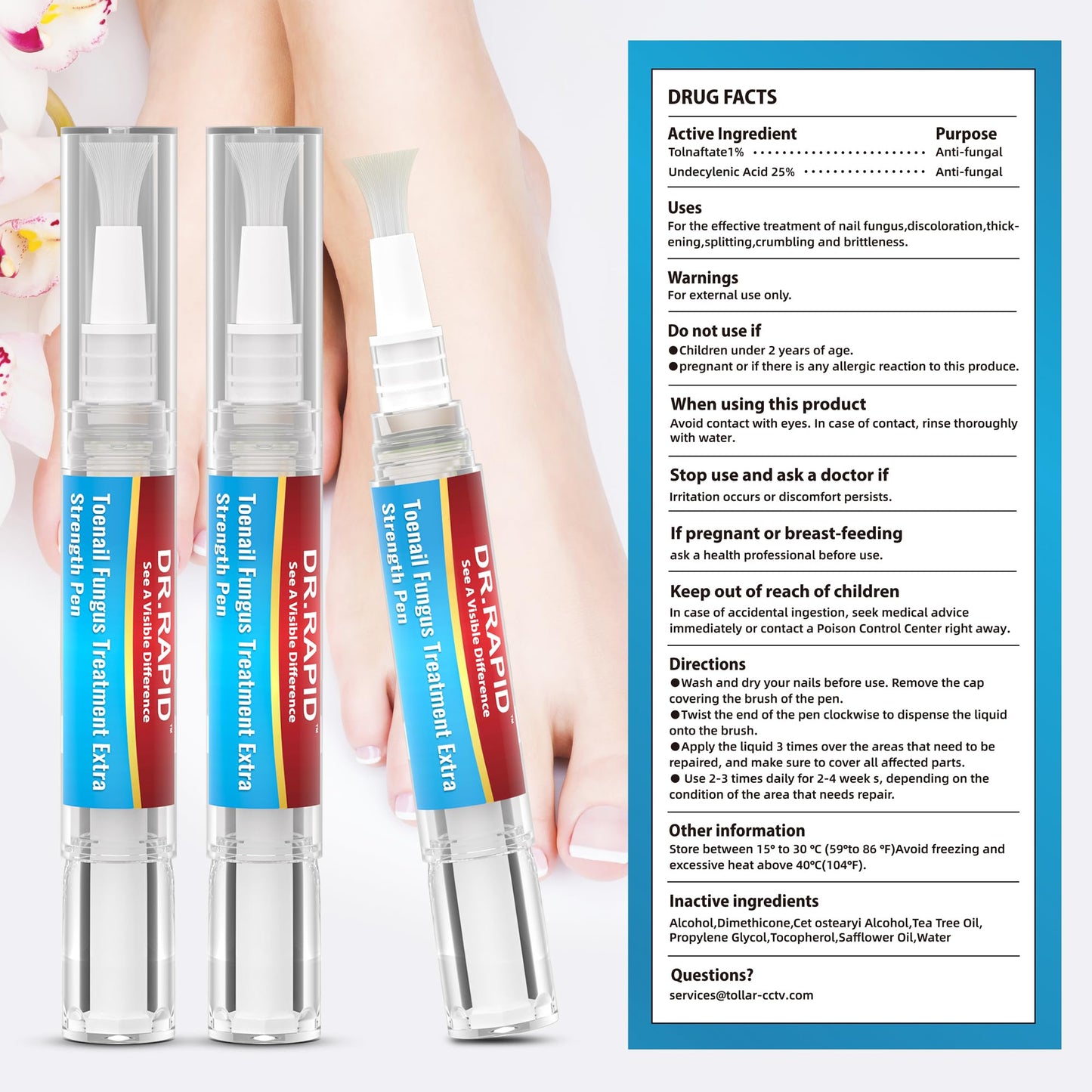 DR.RAPID Toenail Fungi Treatment Extra Strength Nail Pen – 3x 5ml