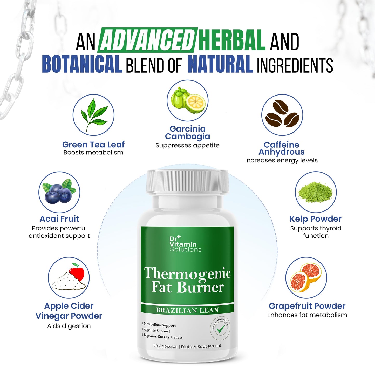 DR VITAMIN SOLUTIONS Thermogenic Fat Burner – Brazilian Lean (60 Capsules)