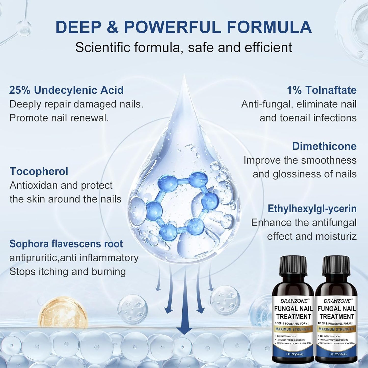 Drawzone Toenail Fungus Treatment Extra Strength – 25% Undecylenic Acid, Nail Renewal