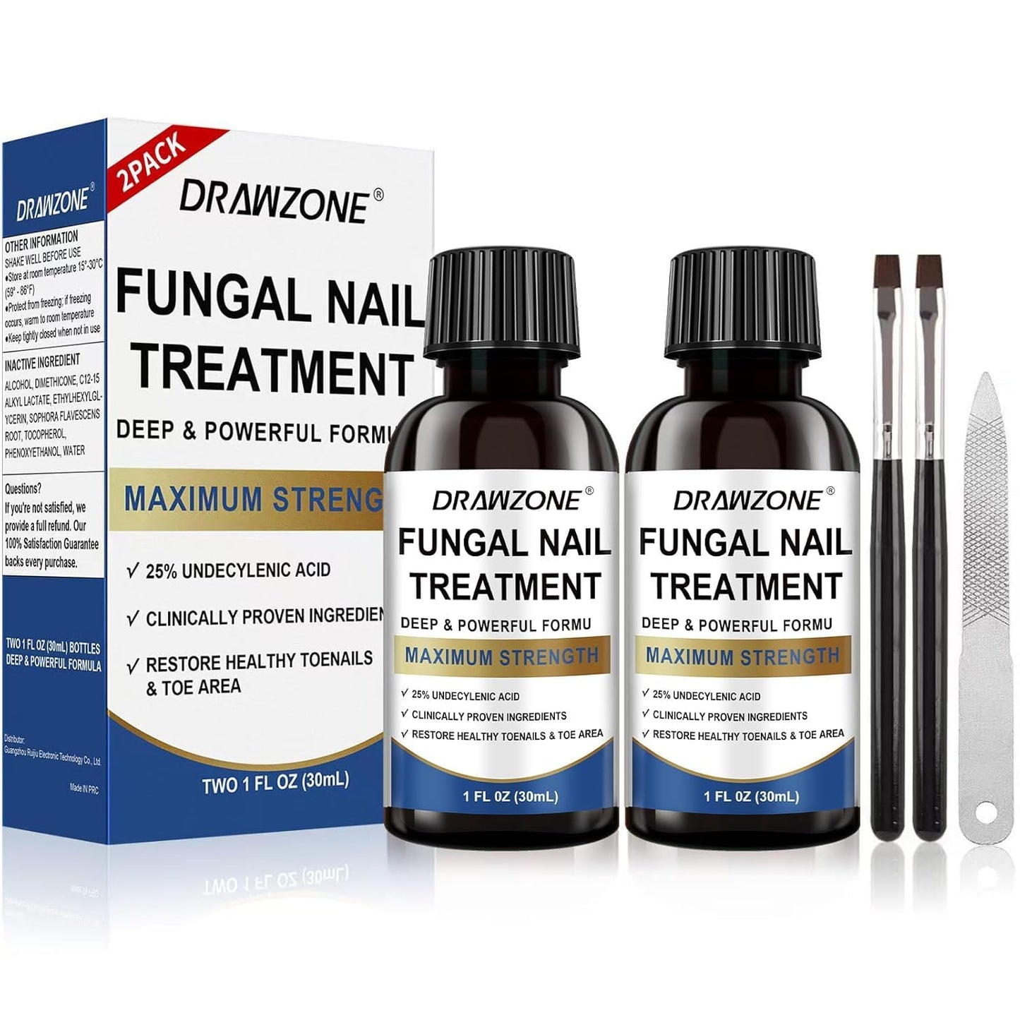 Drawzone Toenail Fungus Treatment Extra Strength – 25% Undecylenic Acid, Nail Renewal