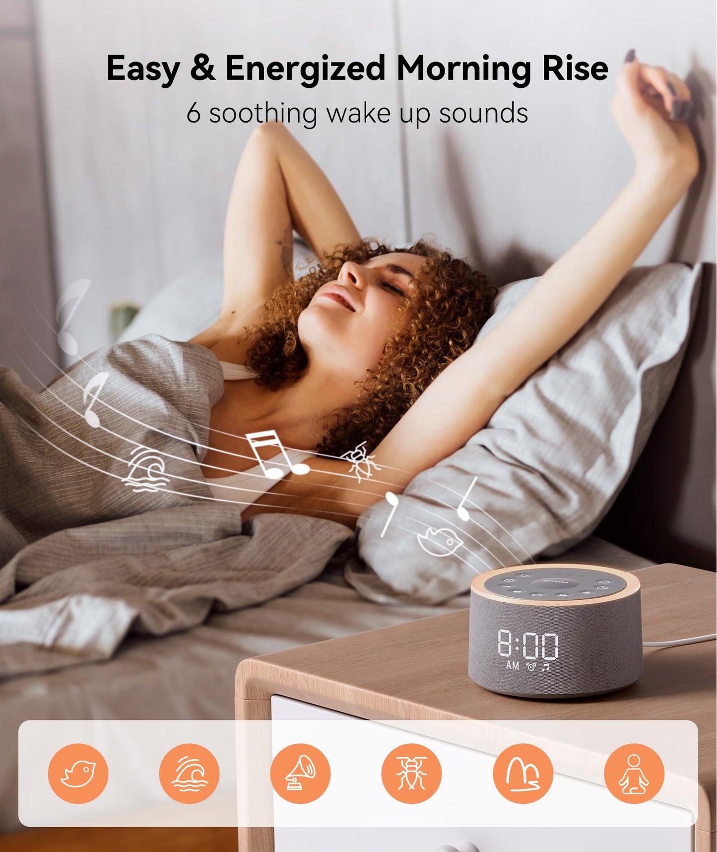 Dreamegg D1+ Sound Machine & Alarm Clock — 29 Soothing Sounds, Dimmable Night Light