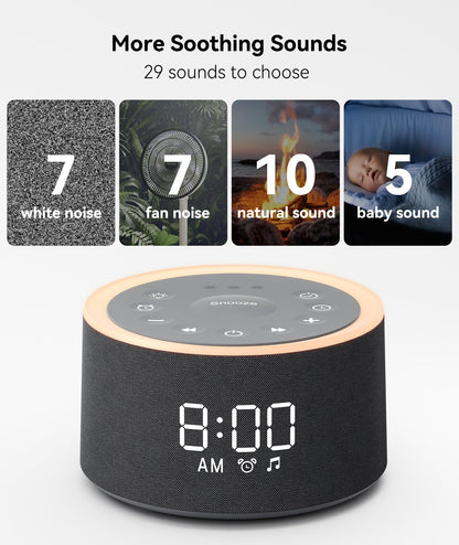 Dreamegg D1+ Sound Machine & Alarm Clock – 29 Soothing Sounds, Dimmable Night Light, Gentle Wake