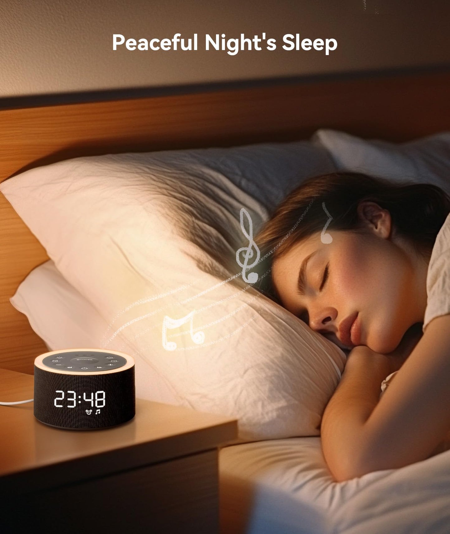 Dreamegg D1+ Sound Machine & Alarm Clock – 29 Soothing Sounds, Dimmable Night Light, Gentle Wake