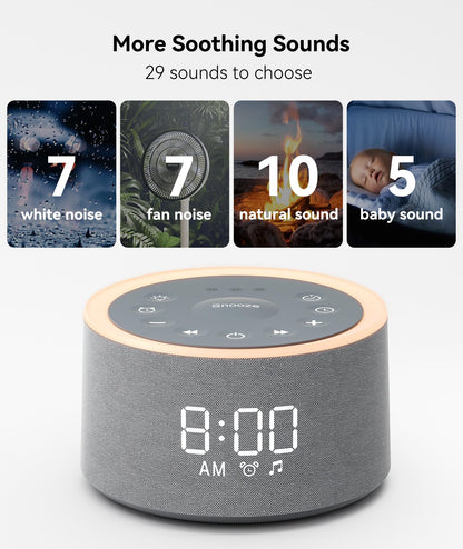 Dreamegg D1+ Sound Machine & Alarm Clock — 29 Soothing Sounds, Dimmable Night Light