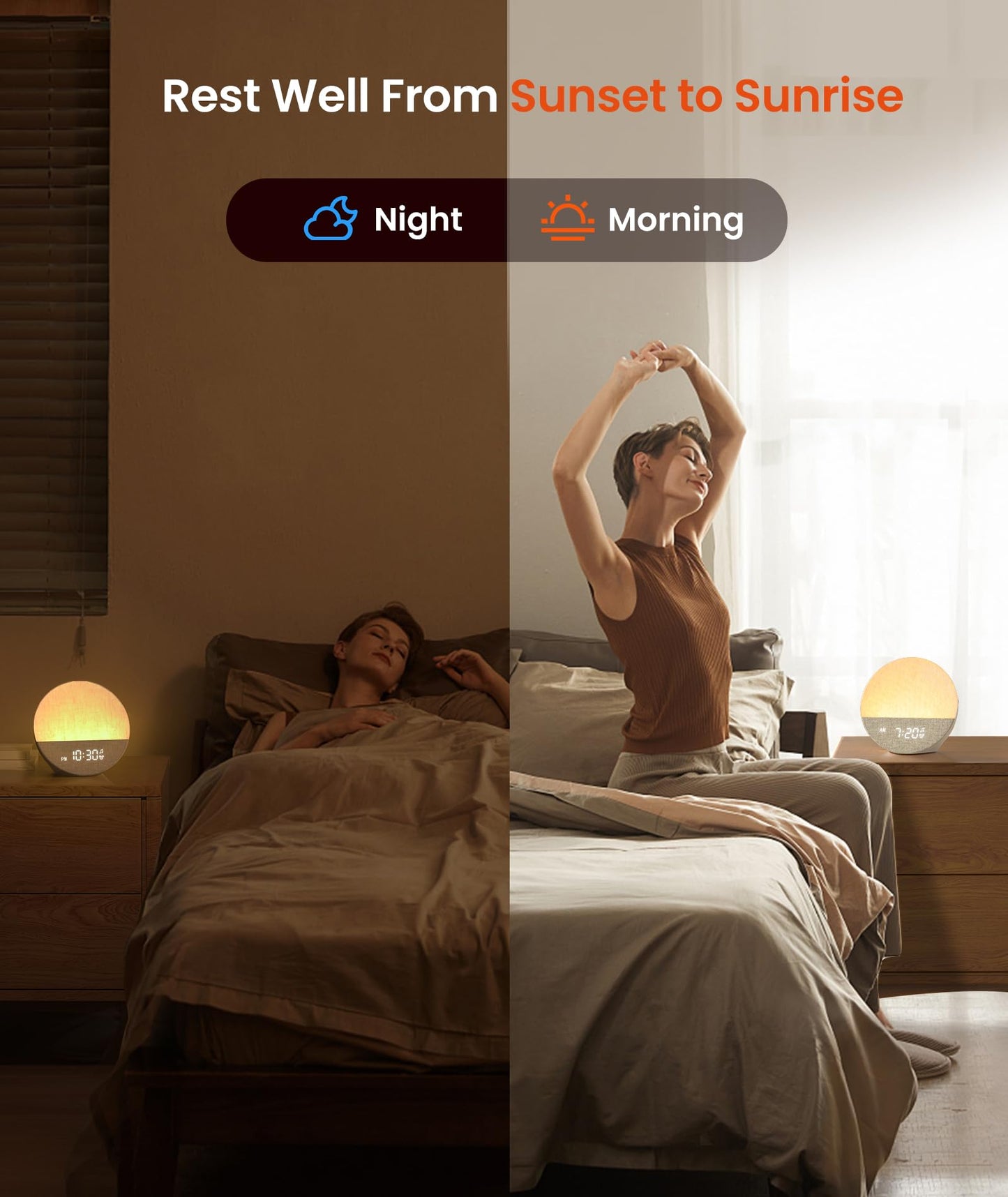 Dreamegg Sunrise 1 – Sunrise Alarm Clock, 29 Sounds, Dimmable Night Light, Customizable Sleep Routines | Blue