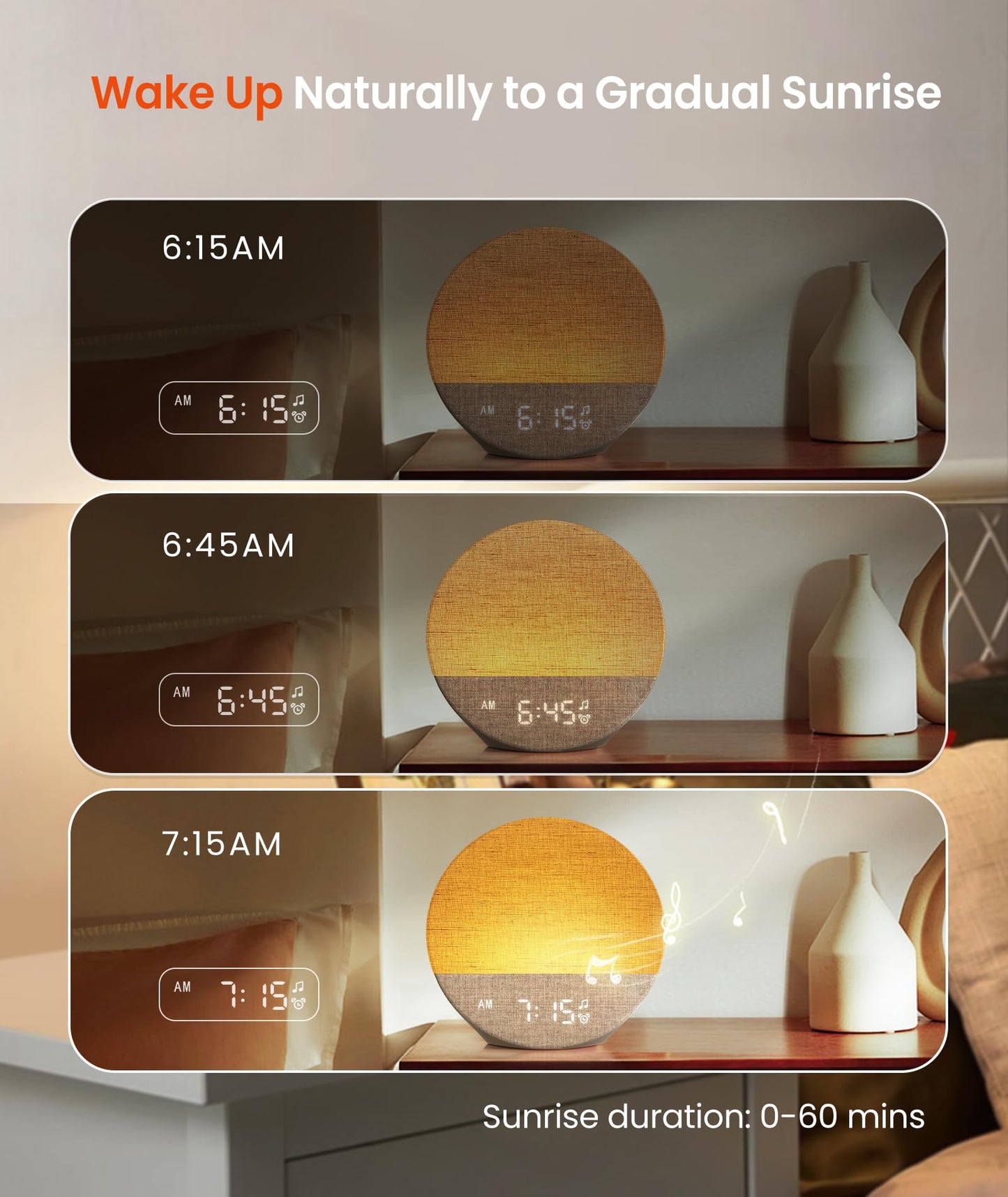 Dreamegg Sunrise 1 – Sunrise Alarm Clock, 29 Sounds, Dimmable Night Light, Customizable Sleep Routines | Blue