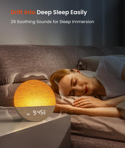 Dreamegg Sunrise 1 – Sunrise Alarm Clock, 29 Sounds, Dimmable Night Light, Customizable Sleep Routines | Blue
