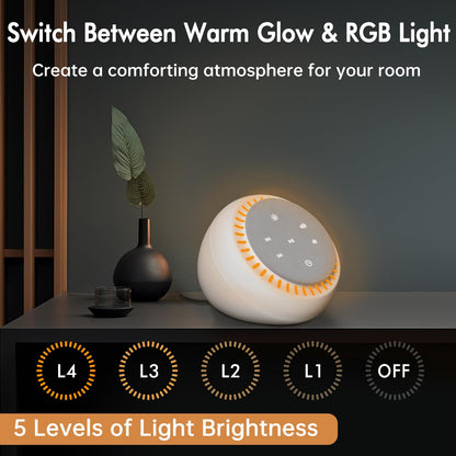 DreamSky Sound Machine for Sleep – 26 Sounds, RGB Night Light, 30 Volume Levels, USB-C Powered