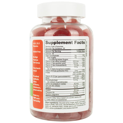 Nexabiotic Multivitamin Gummies with Omega-3 & Probiotics for Kids & Adults | Halal Vegetarian 120 Count