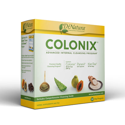 DrNatura Colonix 3-Part Colon Cleanse Kit — 30-Day Digestive Support with Psyllium Husk, Herbal Capsules & Tea