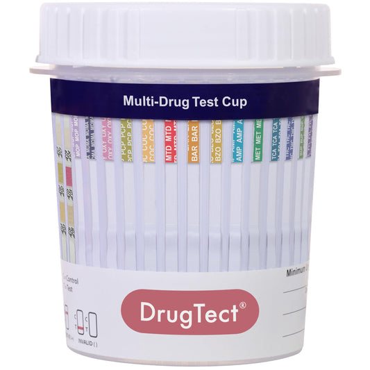 DrugTect 25-عبوة كوب اختبار المخدرات 14 لوحة مع الفنتانيل | طقم اختبار البول المعفى من CLIA