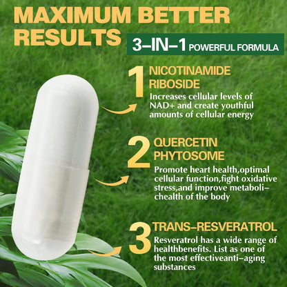 150 Caps NAD+ Trans-Resveratrol 1000mg – Pure Organic Liposomal NAD+ with Nicotinamide Riboside & Resveratrol for Women | Pwerd