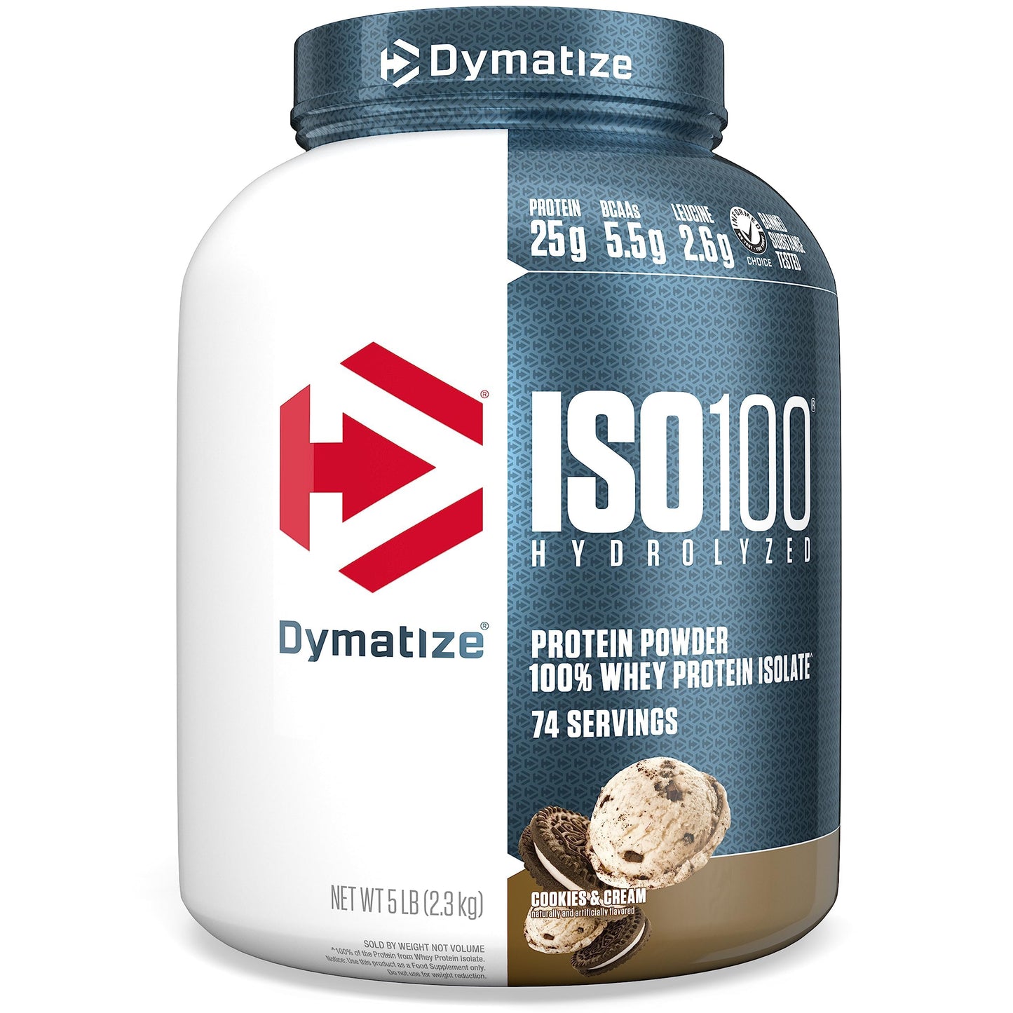Dymatize ISO100 Whey Protein Isolate – Cookies & Cream, 25g Protein, Under 120 Calories