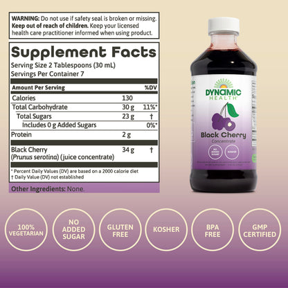 Dynamic Health Pure Black Cherry Juice Concentrate – 100% Unsweetened, 8oz