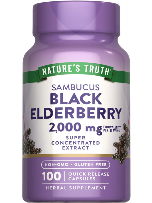 Nature's Truth Black Elderberry Capsules – 100 Count | Non-GMO & Gluten Free