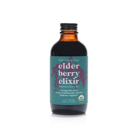 Fields Without Fences Elderberry Elixir – Immune Support for Adults & Kids | Organic, Farm-Fresh Elderberry Syrup | Made in the USA (4 oz)