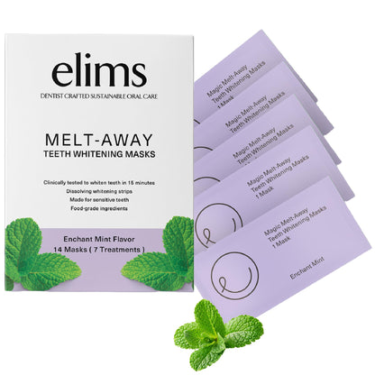 ELIMS Melt-Away Teeth Whitening Strips – Non-Toxic, Mess-Free for Sensitive Teeth | 14 Strips, 7 Treatments