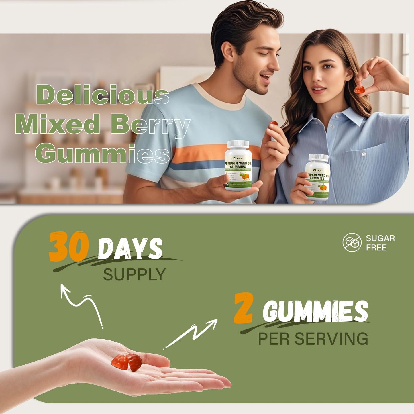 Elysx Pumpkin Seed Oil Gummies with Saw Palmetto – Hair & Skin Health, 60 Ct