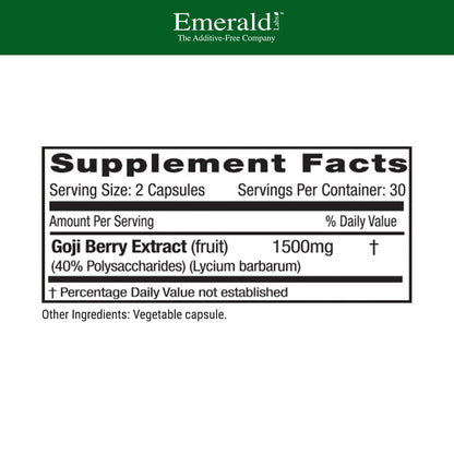 Emerald Labs Goji Berry – Immune & Liver Health Support, 60 Veg Capsules (30-Day Supply) – Vegan & Gluten-Free