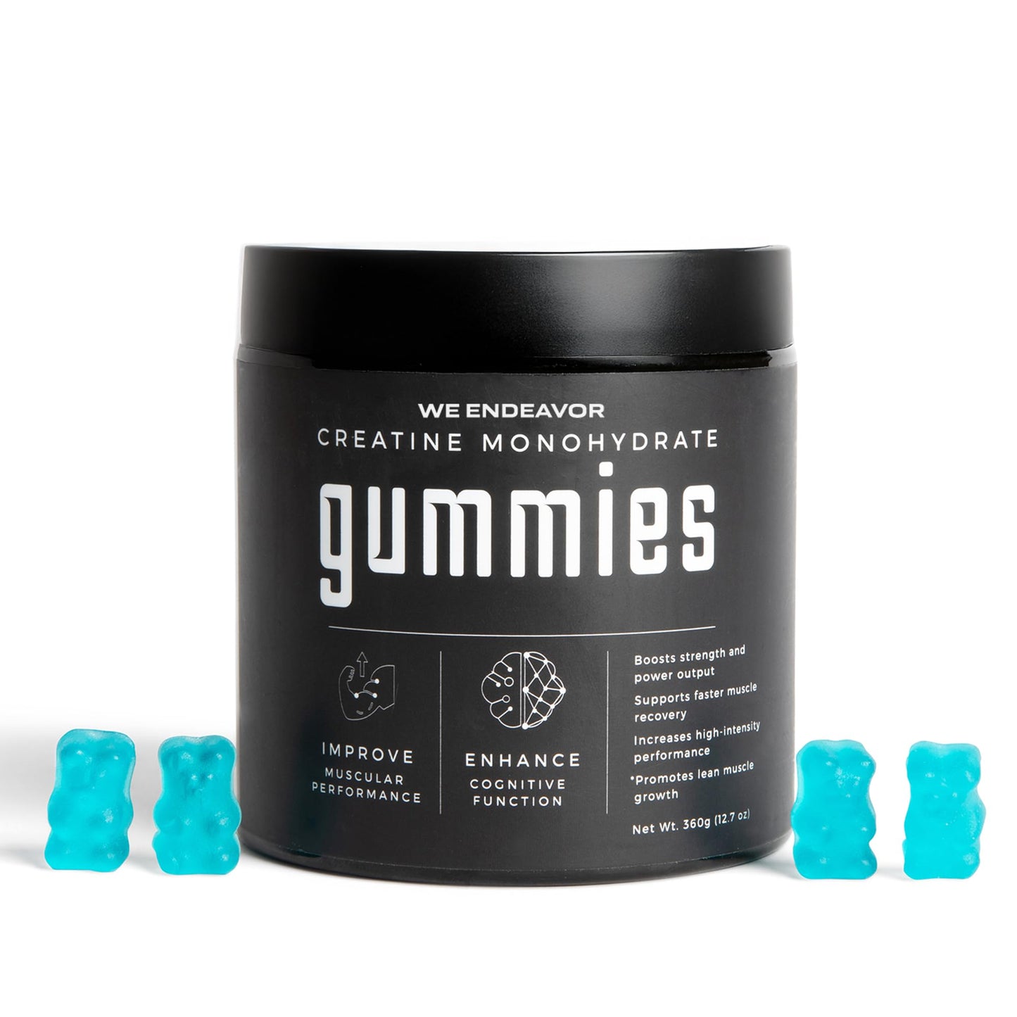 Endeavor Creatine Monohydrate Gummies – 5g Serving, Sugar Free, Vegan, 120 Count