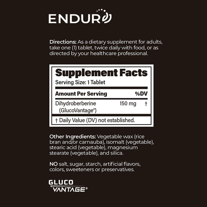 Endur Dihydroberberine SR – Blood Sugar & Metabolism Support, 180 Tablets