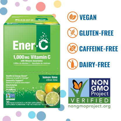Ener-C Multivitamin Drink Mix – Lemon Lime (30 Count) | Hydration & Immune Support