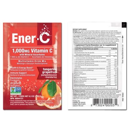 Ener-C Tangerine & Grapefruit Multivitamin Drink Mix – 1000mg Vitamin C (Non-GMO, Vegan, Gluten Free) 1-Pack