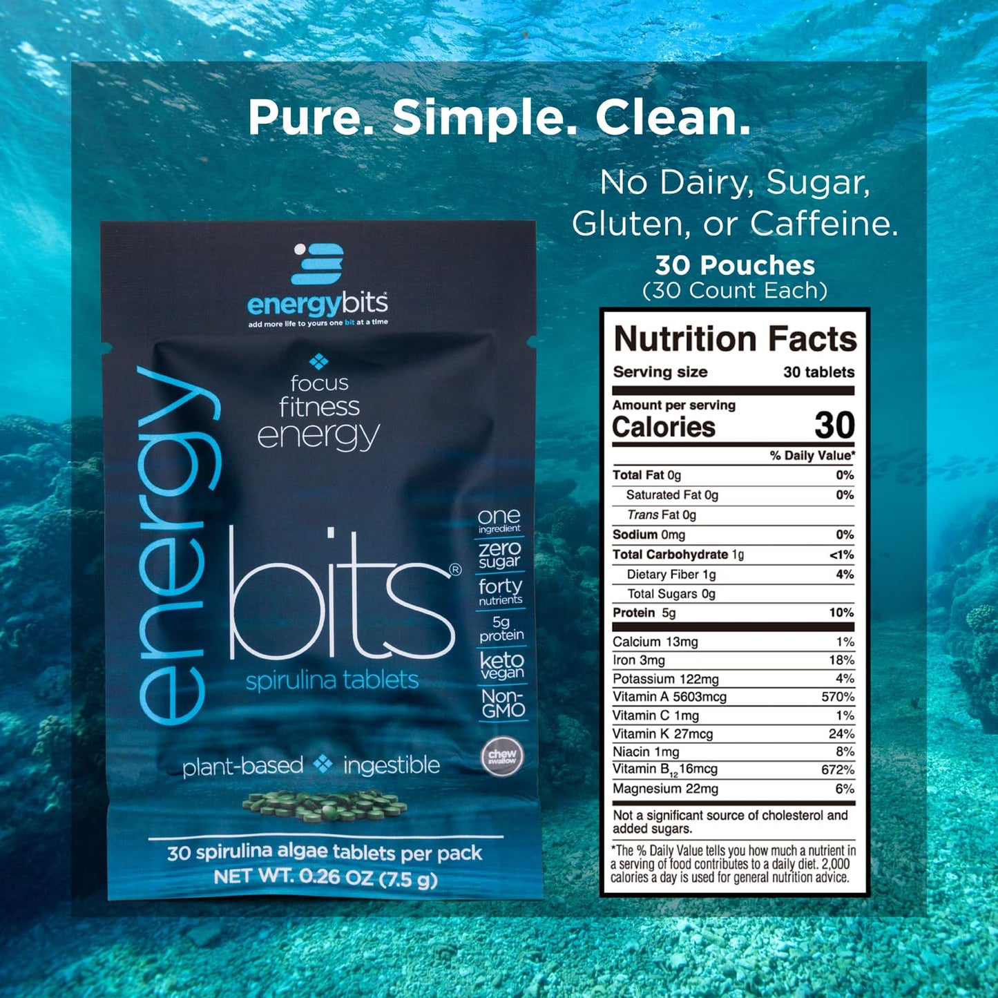 ENERGYBITS Organic Spirulina Tablets – Plant-Based Energy, Focus & Protein | Gluten Free, Vegan, Keto | 900 Tablets