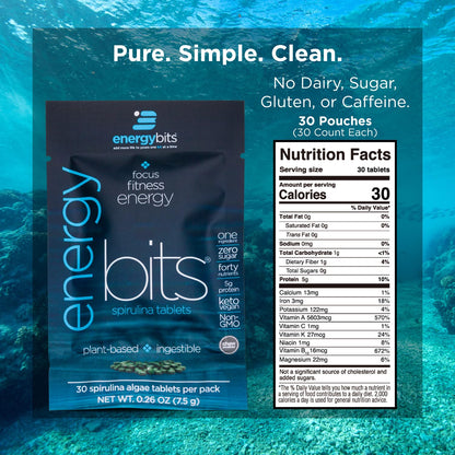 ENERGYBITS Organic Spirulina Tablets – Plant-Based Energy, Focus & Protein | Gluten Free, Vegan, Keto | 900 Tablets