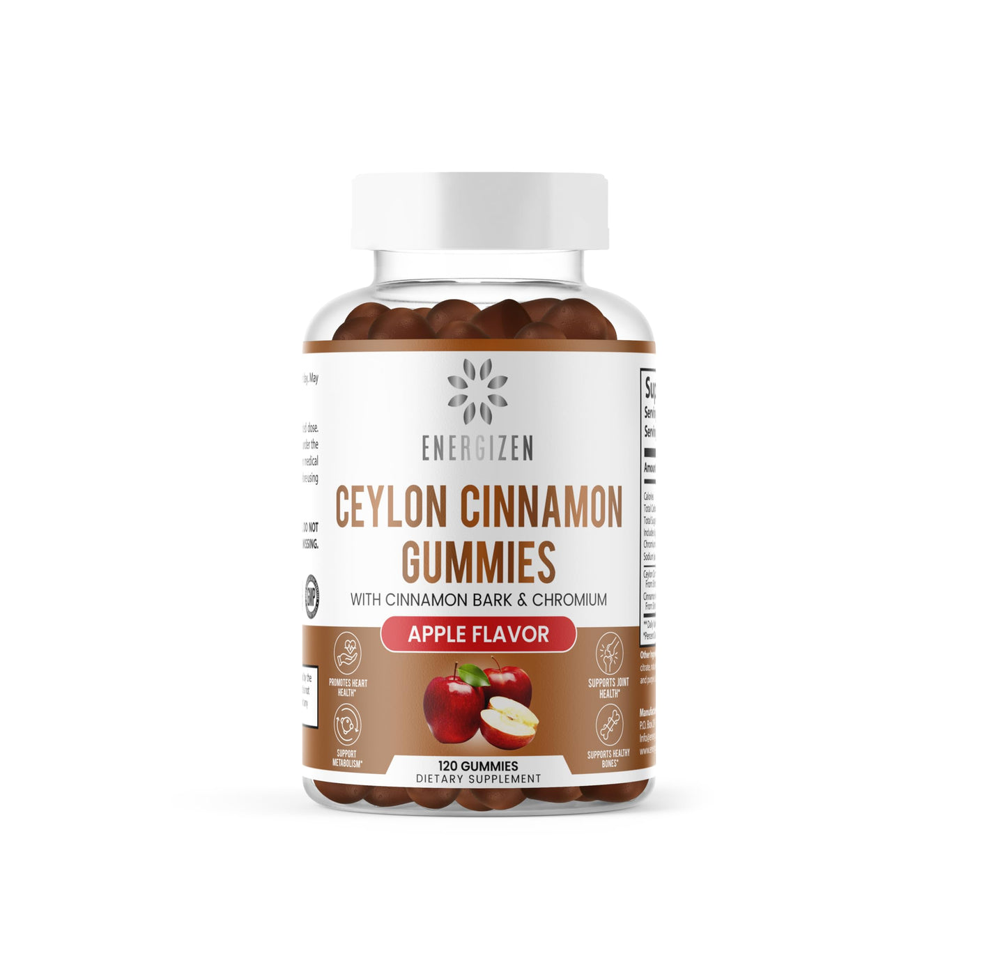 Energizen Cinnamon + Chromium Gummies - 120 Vegan Gummies | Joint Pain & Brain Health Support, Sugar-Free, Non-GMO, Gluten-Free
